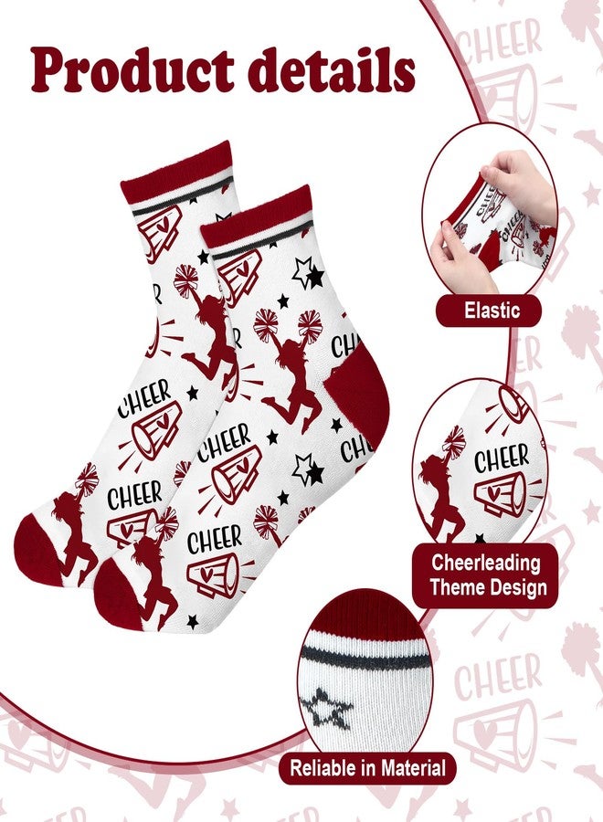 Maiteenly 24 Pairs Ankle Cheer Socks Cheerleading Team Cheerleader Socks for Women Girls Cheer Accessories Gifts (Red) - Image 3